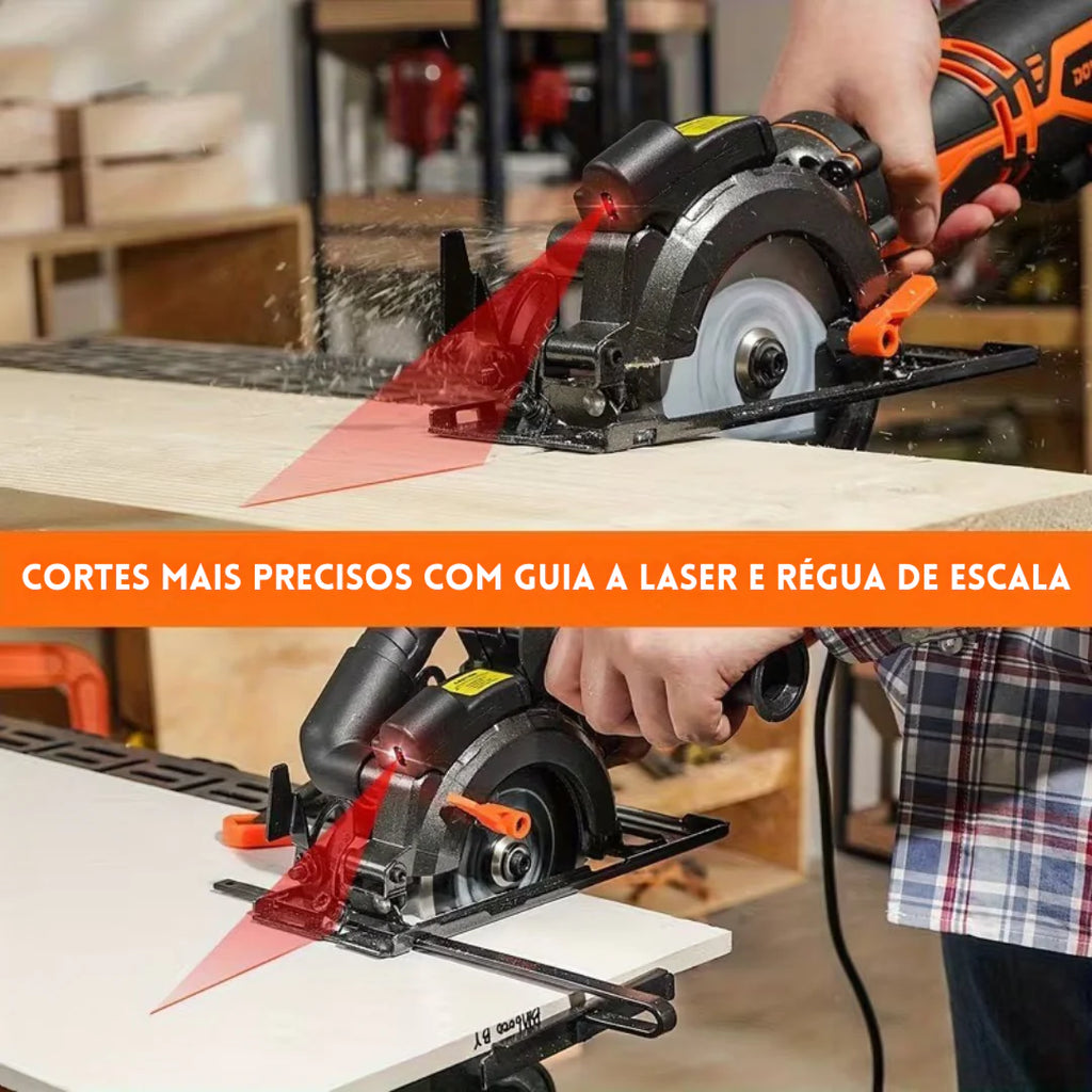 Serra Circular Cortex Multiuso, 6 Lâminas Inclusas + BRINDES: Óculos de Proteção e Trena 7.5 Metros